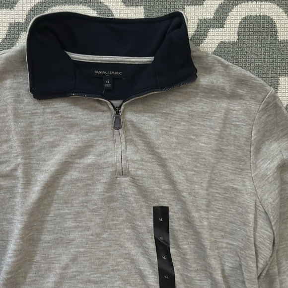 XL tan and blue Bannana Republic quarter zip sweater - Picture 3 of 3